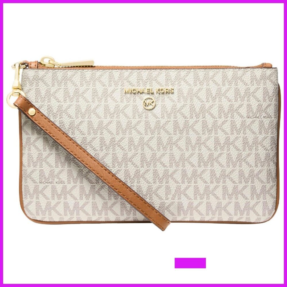 Signature Canvas Wristlet Chic Minimal Elegant Clutch Wallet Essentials